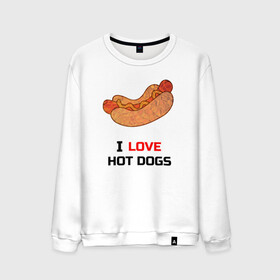 Мужской свитшот хлопок с принтом Love HOT DOGS в Белгороде, 100% хлопок |  | еда | люблю | питание | сосиска | хот дог