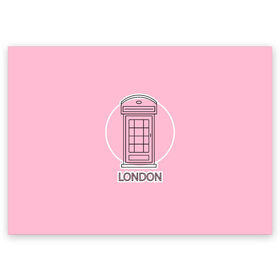 Поздравительная открытка с принтом Телефонная будка, London в Белгороде, 100% бумага | плотность бумаги 280 г/м2, матовая, на обратной стороне линовка и место для марки
 | box | england | london | phone | telephone | uk | англия europe | великобритания | европа | иконка | красная будка | круг | лондон | надпись | поездка | путешествие | розовый | телефон | телефонная будка