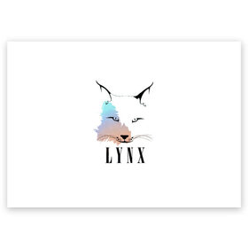 Поздравительная открытка с принтом Рысь в Белгороде, 100% бумага | плотность бумаги 280 г/м2, матовая, на обратной стороне линовка и место для марки
 | Тематика изображения на принте: lynx | зверь | котик | кошечка | кошка | рысь | усатый | ушки на макушке | хищник