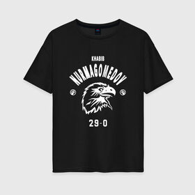 Женская футболка хлопок Oversize с принтом Khabib The Eagle Nurmagomedov в Белгороде, 100% хлопок | свободный крой, круглый ворот, спущенный рукав, длина до линии бедер
 | habib | khabib | khabib nurmagomedov | mma | nurmagomedov | the eagle | ufc | боец | бои без правил | борьба | микс файт | мма | нурмагомедов | орёл | самбо | хабиб | хабиб нурмагомедов