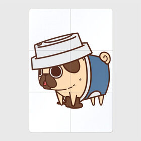 Магнитный плакат 2Х3 с принтом Кофейный мопс в Белгороде, Полимерный материал с магнитным слоем | 6 деталей размером 9*9 см | арт | кофе | мопс | рисунок | сладкий | сладость | собака в костюме | собака в костюмчике | шоколад