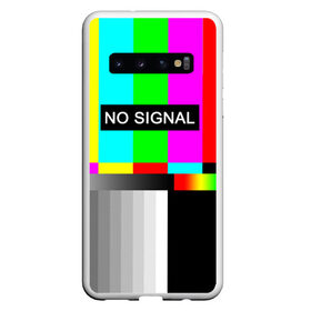 Чехол для Samsung Galaxy S10 с принтом NO SIGNAL в Белгороде, Силикон | Область печати: задняя сторона чехла, без боковых панелей | Тематика изображения на принте: no signal | не работает | нет сигнала | полосы | профилактика | радуга