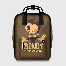 Женский рюкзак 3D с принтом Bendy And The Ink Machine в Белгороде, 100% полиэстер | лямки с регулируемой длиной, сверху ручки, чтобы рюкзак нести как сумку. Основное отделение закрывается на молнию, как и внешний карман. Внутри два дополнительных кармана, один из которых закрывается на молнию. По бокам два дополнительных кармашка, куда поместится маленькая бутылочка
 | Тематика изображения на принте: bendy | bendy and the ink machine | бенди | бени | бенни | бэнди | детская | детям | игра | капли | компьютерная игра | краска | машина | подтеки | ужастик | чернила | чернильная