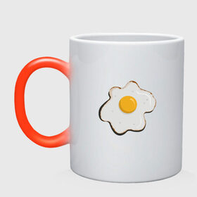 Кружка хамелеон с принтом Яичница, завтрак в Белгороде, керамика | меняет цвет при нагревании, емкость 330 мл | арт | белок. | еда | желток | завтрак | люблю еду | минимализм | яичница | яйцо