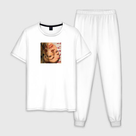 Мужская пижама хлопок с принтом SALUKI в Белгороде, 100% хлопок | брюки и футболка прямого кроя, без карманов, на брюках мягкая резинка на поясе и по низу штанин
 | Тематика изображения на принте: rap | saluki | saluki rap | рэп | рэпер | салюки