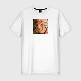 Мужская футболка хлопок Slim с принтом SALUKI в Белгороде, 92% хлопок, 8% лайкра | приталенный силуэт, круглый вырез ворота, длина до линии бедра, короткий рукав | Тематика изображения на принте: rap | saluki | saluki rap | рэп | рэпер | салюки