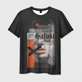 Мужская футболка 3D с принтом SALUKI в Белгороде, 100% полиэфир | прямой крой, круглый вырез горловины, длина до линии бедер | rap | saluki | saluki rap | рэп | рэпер | салюки