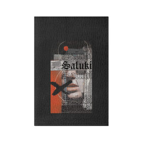 Обложка для паспорта матовая кожа с принтом SALUKI в Белгороде, натуральная матовая кожа | размер 19,3 х 13,7 см; прозрачные пластиковые крепления | Тематика изображения на принте: rap | saluki | saluki rap | рэп | рэпер | салюки