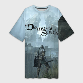 Платье-футболка 3D с принтом Demons Souls в Белгороде,  |  | armor | dark souls | demons souls | dragon | fire | games | knight | namco bandai | nextgen | playstation 5 | praise the sun | ps5 | броня | восславь солнце | дарк соулс | демон соулс | дракон | игры | некстген | огонь | плейстейшен 5 | пс5 | рыцарь | тем