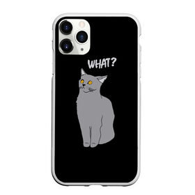 Чехол для iPhone 11 Pro матовый с принтом What cat в Белгороде, Силикон |  | cat | kitten | kitty | what кот | британская кошка | британский кот | в смысле | взгляд | вопрос | вопросительный знак | глаза кота | животные | кот мем | котенок | котик | котята | кошак | кошка | мемы