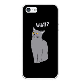Чехол для iPhone 5/5S матовый с принтом What cat в Белгороде, Силикон | Область печати: задняя сторона чехла, без боковых панелей | cat | kitten | kitty | what кот | британская кошка | британский кот | в смысле | взгляд | вопрос | вопросительный знак | глаза кота | животные | кот мем | котенок | котик | котята | кошак | кошка | мемы