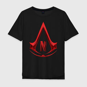 Мужская футболка хлопок Oversize с принтом Assassins Creed Netflix в Белгороде, 100% хлопок | свободный крой, круглый ворот, “спинка” длиннее передней части | ac | games | netflix | ubisoft | vikings | викинги | игры | нетфликс | сериалы | юбисофт