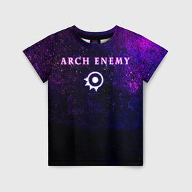 Детская футболка 3D с принтом Arch Enemy. Neon logo в Белгороде, 100% гипоаллергенный полиэфир | прямой крой, круглый вырез горловины, длина до линии бедер, чуть спущенное плечо, ткань немного тянется | Тематика изображения на принте: archenemy | band | bodom | deathmetal | electroguitars | guitars | hard rock | legends | metal | metalhead | progressive | rock | rock legends | rockon | shred | trash | гитары | метал | металхед | рок | рок легенды | рокконцерт | тяжеляк | хардрок