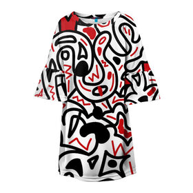 Детское платье 3D с принтом Африканский хаос в Белгороде, 100% полиэстер | прямой силуэт, чуть расширенный к низу. Круглая горловина, на рукавах — воланы | Тематика изображения на принте: minimal | абстракция | креатив | минимализм | текстуры