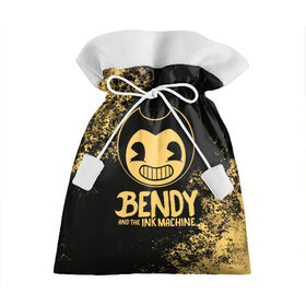 Подарочный 3D мешок с принтом Bendy And The Ink Machine в Белгороде, 100% полиэстер | Размер: 29*39 см | Тематика изображения на принте: bendy | bendy and the ink machine | бенди | бени | бенни | бэнди | детская | детям | игра | капли | компьютерная игра | краска | машина | подтеки | ужастик | чернила | чернильная