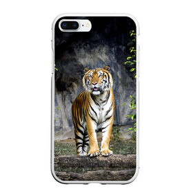 Чехол для iPhone 7Plus/8 Plus матовый с принтом ТИГР В ЛЕСУ в Белгороде, Силикон | Область печати: задняя сторона чехла, без боковых панелей | tiger | амурский | бенгальский | в зоопарке | в лесу | дикий | кошка | крупная | полосатый | тигр | тигренок | тигрица