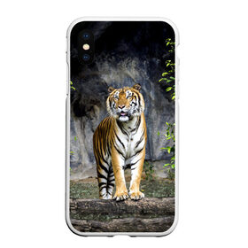 Чехол для iPhone XS Max матовый с принтом ТИГР В ЛЕСУ в Белгороде, Силикон | Область печати: задняя сторона чехла, без боковых панелей | Тематика изображения на принте: tiger | амурский | бенгальский | в зоопарке | в лесу | дикий | кошка | крупная | полосатый | тигр | тигренок | тигрица