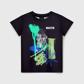 Детская футболка 3D с принтом Niletto в Белгороде, 100% гипоаллергенный полиэфир | прямой крой, круглый вырез горловины, длина до линии бедер, чуть спущенное плечо, ткань немного тянется | Тематика изображения на принте: niletto | краш | любимка niletto | нилето