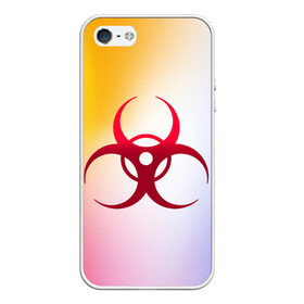 Чехол для iPhone 5/5S матовый с принтом Biohazard в Белгороде, Силикон | Область печати: задняя сторона чехла, без боковых панелей | Тематика изображения на принте: biohazard | ncov2019 | plague inc | virus | вирус | градиент | знак | карантин | ковид | корона | коронавирус | опасность