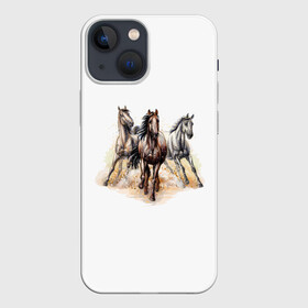 Чехол для iPhone 13 mini с принтом Лошади в Белгороде,  |  | животные | звери | кони | лошади | тройка лошадей