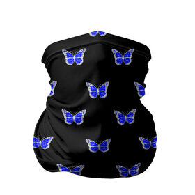 Бандана-труба 3D с принтом Синие бабочки в Белгороде, 100% полиэстер, ткань с особыми свойствами — Activecool | плотность 150‒180 г/м2; хорошо тянется, но сохраняет форму | Тематика изображения на принте: бабочка | бабочки | воздух | живность природы | красивая бабочка | красота природы | крылья | летать | летают | летающее насекомое | летающие бабочки | насекомые | порхание | порхать