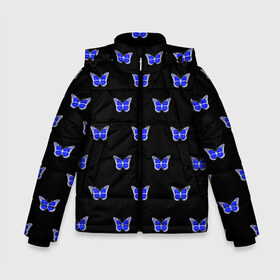 Зимняя куртка для мальчиков 3D с принтом Синие бабочки в Белгороде, ткань верха — 100% полиэстер; подклад — 100% полиэстер, утеплитель — 100% полиэстер | длина ниже бедра, удлиненная спинка, воротник стойка и отстегивающийся капюшон. Есть боковые карманы с листочкой на кнопках, утяжки по низу изделия и внутренний карман на молнии. 

Предусмотрены светоотражающий принт на спинке, радужный светоотражающий элемент на пуллере молнии и на резинке для утяжки | Тематика изображения на принте: бабочка | бабочки | воздух | живность природы | красивая бабочка | красота природы | крылья | летать | летают | летающее насекомое | летающие бабочки | насекомые | порхание | порхать