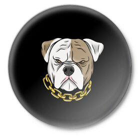 Значок с принтом Бульдог в Белгороде,  металл | круглая форма, металлическая застежка в виде булавки | американский бульдог | арт | бульдог | рисунок | собака