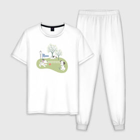 Мужская пижама хлопок с принтом 101 Dalmatians в Белгороде, 100% хлопок | брюки и футболка прямого кроя, без карманов, на брюках мягкая резинка на поясе и по низу штанин
 | 101 dalmatians | 101 далматинец | disney | vdkimel | дисней