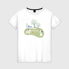 Женская футболка хлопок с принтом 101 Dalmatians в Белгороде, 100% хлопок | прямой крой, круглый вырез горловины, длина до линии бедер, слегка спущенное плечо | 101 dalmatians | 101 далматинец | disney | vdkimel | дисней