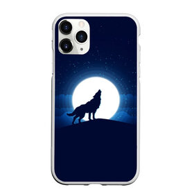 Чехол для iPhone 11 Pro матовый с принтом Воющий на луну в Белгороде, Силикон |  | волк вобщий на луну | звезды | луна | небо | ночное небо | полнолуние