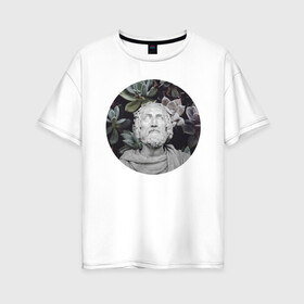Женская футболка хлопок Oversize с принтом Z22 2 в Белгороде, 100% хлопок | свободный крой, круглый ворот, спущенный рукав, длина до линии бедер
 | геометрия | коллаж | круг | растительность | статуя | цветы