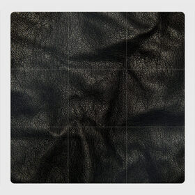 Магнитный плакат 3Х3 с принтом Черная кожа в Белгороде, Полимерный материал с магнитным слоем | 9 деталей размером 9*9 см | Тематика изображения на принте: кожа | кожанка | косуха | рельеф | складки | текстура | черный