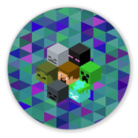 Коврик для мышки круглый с принтом Minecraft в Белгороде, резина и полиэстер | круглая форма, изображение наносится на всю лицевую часть | creeper | minecraft | блок | игра | крипер | майнкрафт | победитель | приключения