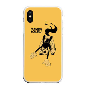 Чехол для iPhone XS Max матовый с принтом Bendy And The Ink Machine в Белгороде, Силикон | Область печати: задняя сторона чехла, без боковых панелей | bendy | bendy and the ink machine | бенди | бени | бенни | бэнди | детская | детям | игра | капли | компьютерная игра | краска | машина | подтеки | ужастик | чернила | чернильная