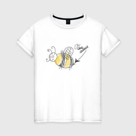 Женская футболка хлопок с принтом По па шмеля в Белгороде, 100% хлопок | прямой крой, круглый вырез горловины, длина до линии бедер, слегка спущенное плечо | жара | лето | пчелы | солнце | шмели