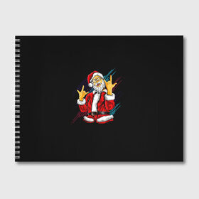 Альбом для рисования с принтом Crazy Santa в Белгороде, 100% бумага
 | матовая бумага, плотность 200 мг. | Тематика изображения на принте: 