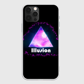 Чехол для iPhone 12 Pro Max с принтом ILLUSION в Белгороде, Силикон |  | Тематика изображения на принте: галактика | звезды | космос | млечный путь | надпись неоновая | неоновый космос | треугольник