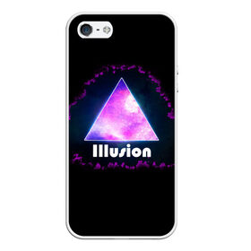 Чехол для iPhone 5/5S матовый с принтом ILLUSION в Белгороде, Силикон | Область печати: задняя сторона чехла, без боковых панелей | галактика | звезды | космос | млечный путь | надпись неоновая | неоновый космос | треугольник