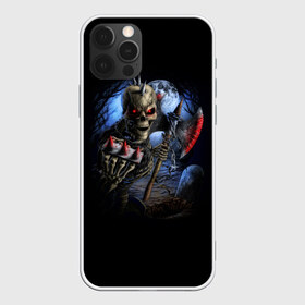 Чехол для iPhone 12 Pro Max с принтом SKILLET в Белгороде, Силикон |  | Тематика изображения на принте: кладбище ночью | кровь | могила | неоновые глаза | полнолуние | скелет | страшный принт | топор | хэллоуин