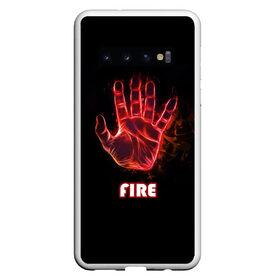 Чехол для Samsung Galaxy S10 с принтом FIRE в Белгороде, Силикон | Область печати: задняя сторона чехла, без боковых панелей | Тематика изображения на принте: amoled | огонь | пальцы | рука в огне | рука человека