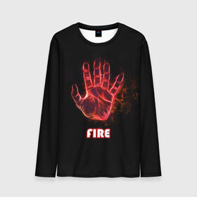 Мужской лонгслив 3D с принтом FIRE в Белгороде, 100% полиэстер | длинные рукава, круглый вырез горловины, полуприлегающий силуэт | amoled | огонь | пальцы | рука в огне | рука человека