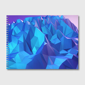 Альбом для рисования с принтом NEON CRYSTALLS в Белгороде, 100% бумага
 | матовая бумага, плотность 200 мг. | алмазы | блеск | кристаллы | монотонный цвет | неоновый принт | переливание цветов | синий цвет