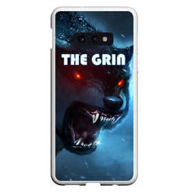 Чехол для Samsung S10E с принтом THE GRIN в Белгороде, Силикон | Область печати: задняя сторона чехла, без боковых панелей | Тематика изображения на принте: волк | волк зимой | глаза волка | горящие глаза | неоновый глаза | оборотень | оскал | оскал волка | оскал оборотня