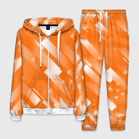 Мужской костюм 3D с принтом Оранжевый градиент в Белгороде, 100% полиэстер | Манжеты и пояс оформлены тканевой резинкой, двухслойный капюшон со шнурком для регулировки, карманы спереди | Тематика изображения на принте: блеск | геометрия | градиент | линии | оранжевый | полосы