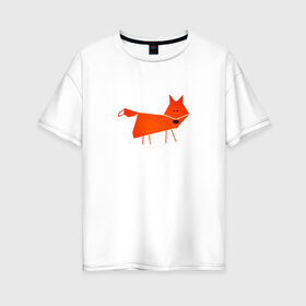 Женская футболка хлопок Oversize с принтом Рыжая лисичка в Белгороде, 100% хлопок | свободный крой, круглый ворот, спущенный рукав, длина до линии бедер
 | лиса | лисичка | рыжая | рыжая лисичка
