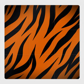 Магнитный плакат 3Х3 с принтом Текстура тигра в Белгороде, Полимерный материал с магнитным слоем | 9 деталей размером 9*9 см | Тематика изображения на принте: кожа тигра | расцветка тигра | текстура | тигр
