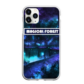 Чехол для iPhone 11 Pro Max матовый с принтом MAGICAL FOREST в Белгороде, Силикон |  | Тематика изображения на принте: звездное небо | магический лес | неоновая пыль | неоновые линии | озеро ночью | отражение в озере | светлячки в лесу