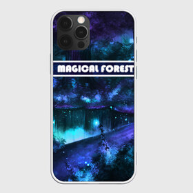 Чехол для iPhone 12 Pro Max с принтом MAGICAL FOREST в Белгороде, Силикон |  | Тематика изображения на принте: звездное небо | магический лес | неоновая пыль | неоновые линии | озеро ночью | отражение в озере | светлячки в лесу