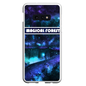 Чехол для Samsung S10E с принтом MAGICAL FOREST в Белгороде, Силикон | Область печати: задняя сторона чехла, без боковых панелей | звездное небо | магический лес | неоновая пыль | неоновые линии | озеро ночью | отражение в озере | светлячки в лесу