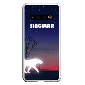 Чехол для Samsung Galaxy S10 с принтом SINGULAR в Белгороде, Силикон | Область печати: задняя сторона чехла, без боковых панелей | алый закат | звездное небо | неоновый тигр | ночное небо | тигр на закате
